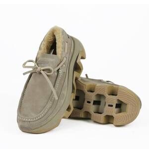 NEW PINNIP mens genuine suede snow loafer in light grey